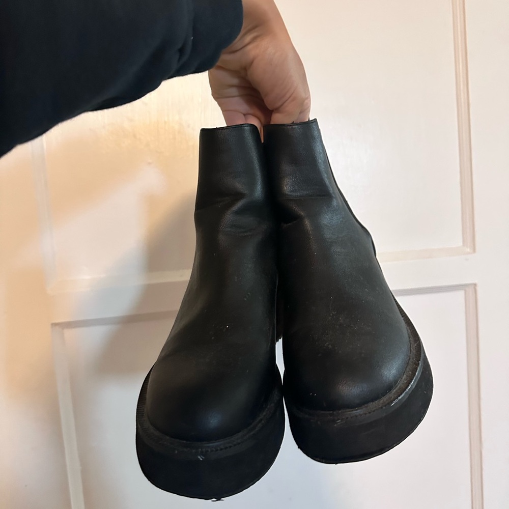 Black high platform boots